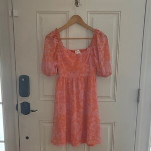 Jessica Simpson Orange and Pink Floral Dress